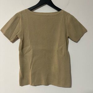 White Stag Ribbed Beige 100% Cotton Short Sleeve Top
